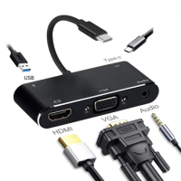 Type-C to 4K HDMI-compatible VGA USB C 3.0 Hub Adapter for MacBook Nintendo Samsung S20 Dex Huawei P30 Dock