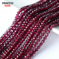 A++ Natural Brazil Red Garnet Faceted Beads &amp; Rondelle Beads for Jewelry Making Bracelet Necklace Seed Beads DIY Accessories