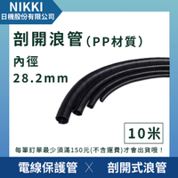 【日機】剖開式浪管 NCT-28PP (10m) 內徑28.2mm 塑膠浪管 波紋管 電線套管 電線保護軟管 耐熱管