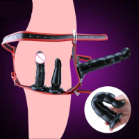Strapon Realistic Double Dildo Panties Elastic Harness Belt Strap On Dildo Anal Butt Plug Sex Toys For Woman Couple Lesbian