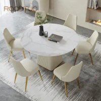 Luxury Minimalist Marble Top Round Table Extendable Table For Small Apartment Home Furniture Kitchen Table Dining Room Sets
