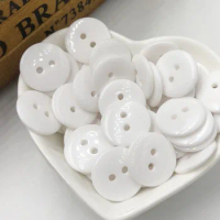 50/100 pcs White New 15mm 2 holes Plastic Button/Sewing lots Mix PT270
