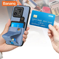 Bananq Stand Case For Xiaomi 13 Lite 12T 11T Civi 2 Poco X5 X4 M5 4G Wallet Card Cover For Redmi 12C K50 Ultra Note 12 Pro Plus