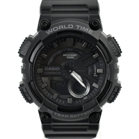 CASIO手錶 黑色系電子雙顯膠錶【NECD31】原廠公司貨