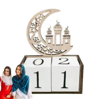 Wooden Advent Calendar Eid Star Moon Castle Eid Advent Calendar Ornament Eid Advent Countdown Calendar Table Decor For Kids