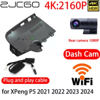 ZJCGO 4K DVR Dash Cam Wifi Front Rear Camera 24h Monitor for XPeng P5 2021 2022 2023 2024