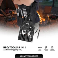 Alat Perlengkapan BBQ Lengkap Stainless Steel Tools Set 9 in 1 + Apron