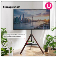Nordic Minimalist Mobile TV Stand untuk TV 43–86\ TV-YSJ-4-B Kaki Kayu Beech Quad Kapasiti 60kg Peny