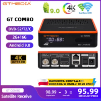 GTMEDIA GT COMBO 4K UHD Android 9.0 Satellite Receiver, DVB-S2/T2/C 2G+16G TV BOX ,BT 4.1 Bulti in 2.4G/5G WIFI,TV BOX
