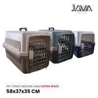 Pet Cargo Medium Large EXTRA SPACE 58x37x35 /Pet Cargo Kucing/Kelinci - abu abu hitam