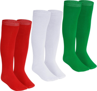 Dxhycc 3 Pairs Girls Christmas Knee High Socks Red White Green Socks Elf Socks Long Xmas Socks for K