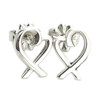 【Tiffany&amp;Co. 蒂芙尼】925純銀-Loving Heart 愛心墜飾針式耳環