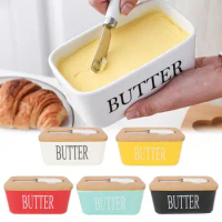 Ceramic Butter Dish With Lid Multipurpose Knife Large Capacity Butter Keeper For Countertop Butter Container Kitchen Gift