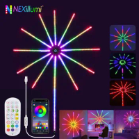 Firework LED Strip Lights Dream Color RGB Changing Music Sound Sync Bluetooth Firework Lights with R