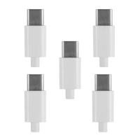 Cablecc 5set Black White DIY 24pin USB 3.1 Type C USB-C Male Plug Connector SMT type with 3.5mm SR and Housing Cover