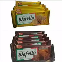 Roma WAFELLO 15g [1 RENTENG Isi 10 Sachet] - Wafer Krim Cokelat / Keju / Karamel Renyah Camilan Snac