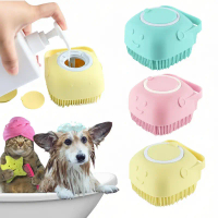 Bàn chải tắm silicon mềm mại cho chó mèo, tích hợp ngăn đựng sữa tắm, massage giảm rụng lông  - H2 S