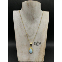 Dewi Souvenir Silver | Kalung Liontin Batu Permata Larimar Perak Gold Plated