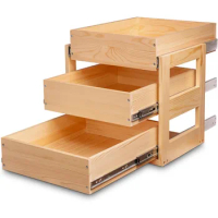 3-Tier Kitchen Cabinet Slide Out Drawers Soft Close Wood Shelves Storage Organizer 23x21x19