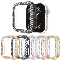 10pcs Two Rows Diamond PC Cover for Apple Watch 8 Case Series 7 6 SE 5 4 3 Bumper Ultra 49mm 41mm 45mm 40mm 44mm 38mm 42mm Frame