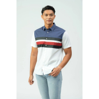DAPPER | Blue & White Casual Slim Fit Button Up Shirt - 8253PTX