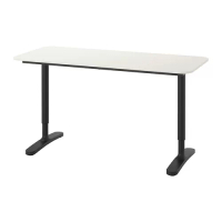 BEKANT 書桌/工作桌, 白色/黑色, 140 x 60 公分