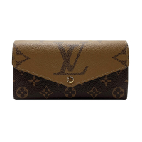 Louis Vuitton Sarah 大logo字花帆布信封釦式長夾(M80726-咖)