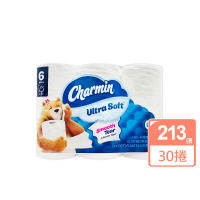 【美國 Charmin】超柔軟捲筒衛生紙 213張x6捲x5串/箱(贈100抽盒裝面紙)