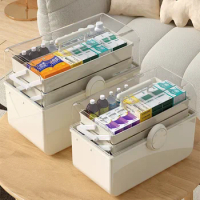 Family Medicine Pills Box Storage Container 3 Layers Big Pill Organizer Box First Aid Kit Large Capacity Pill Cases Health Care