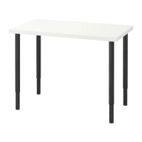 LINNMON/OLOV 書桌/工作桌, 白色/黑色, 100x60 公分