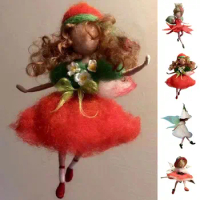 Wool Felt Craft Poke Set Handcraft Kit Little Fairy Doll DIY Wool Needle Felting Material Package for Needle Felting Gifts