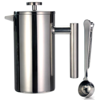 Stainless Steel French Press Coffee Maker 1L Double Wall Coffee Press ,And Easy Press, High Quality Coffee Press
