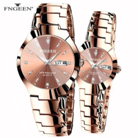 2024FNGEEN 5808 Relogio Feminino Couple Watch Men Quartz watch for Lovers Luxury Womens wristwatch Stainless Steel Waterproof