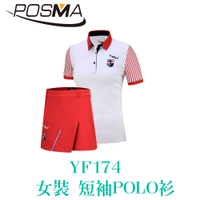 POSMA 女裝 短袖 POLO衫 立領 網布 透氣 吸濕 排汗 白 紅 YF174