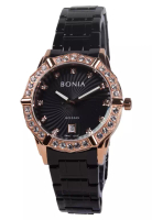BONIA Bonia Swarovsky - Jam Tangan Wanita - Rosegold Black - Stainless Steel Bracelet - B10651-2037S