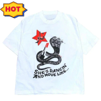Kaos  - T-SHIRT KRAZY BRAZY - TS WHITE SHE'S DANCING AND MOVE LIKE 24s Tebal Combed Panjang Standar 