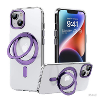 升級膚感防指紋 360°旋轉磁吸支架 適用 蘋果 iPhone 15 手機殼 12 13 14 pro max 保護殼