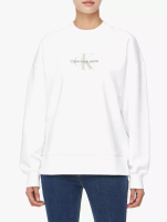 Calvin Klein Calvin Klein Jeans - Textured Monologo Crewneck Terry Sweatshirt - White - white