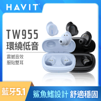 Havit 海威特 低音環繞入耳式真無線藍牙耳機TW955(藍牙5.1穩定連接/高清音質)