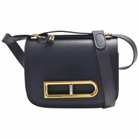 DELVAUX 經典The Lingot系列D型扣環牛皮肩背包(黑色)