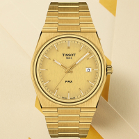TISSOT天梭 官方授權 PRX系列 復古簡約石英腕錶-金 母親節 禮物 40mm/T1374103302100