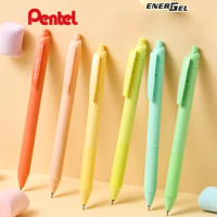 3PCS Pentel EnerGel Macaron Retractable Liquid Gel Pen, 0.5mm, Fine Line, Needle Tip, Blue Ink/Dopamine Color Body, BLN125 Cute