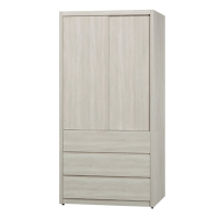 MUNA家居 莫托斯3.2X7尺鋼刷白色推門衣櫥/衣櫃(共兩色) 98X57X199cm