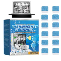 Washing Machine Cleaner 12pcs Long-Lasting Dishwasher Tablets Detergent Deep Cleaning Descaler Safe Dishwasher Machine Cleaner
