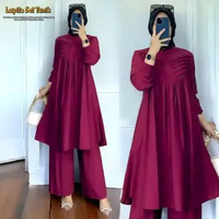 Namira One Set Wanita Kekinian Tunik Rayon Premium Baju Setelan Celana Kulot Korean Style LD 110 cm 