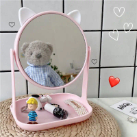 Princess-style makeup mirror for dorm rooms, complete with storage. Tabletop makeup mirror, Korean s