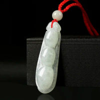 Hot Selling Natural Hand-carve Jade Fudou Kidney Bean Iced Species Necklace Pendant Fashion Jewelry Men Women Luck Gifts Amulet