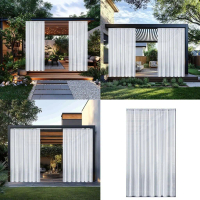 Water proof Outdoor Curtain All Weather Sun light Protections Polyester Fabric Rain Shield For Patio