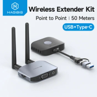 Hagibis Wireless HDMI-compatible Transmitter and Receiver Kit Type-C USB Dual Plug Extender TV Dongl