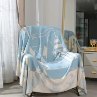 New Euorpean Design Blanket Yellow Light Blue Throw Cover Cotton cashmere Home Textile